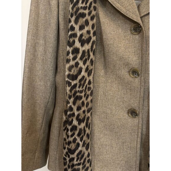 Le Suit Taupe Pant Suit Set Leopard Scarf Womens Size 14 Lush Valley 2 Piece NWT - Picture 3 of 16